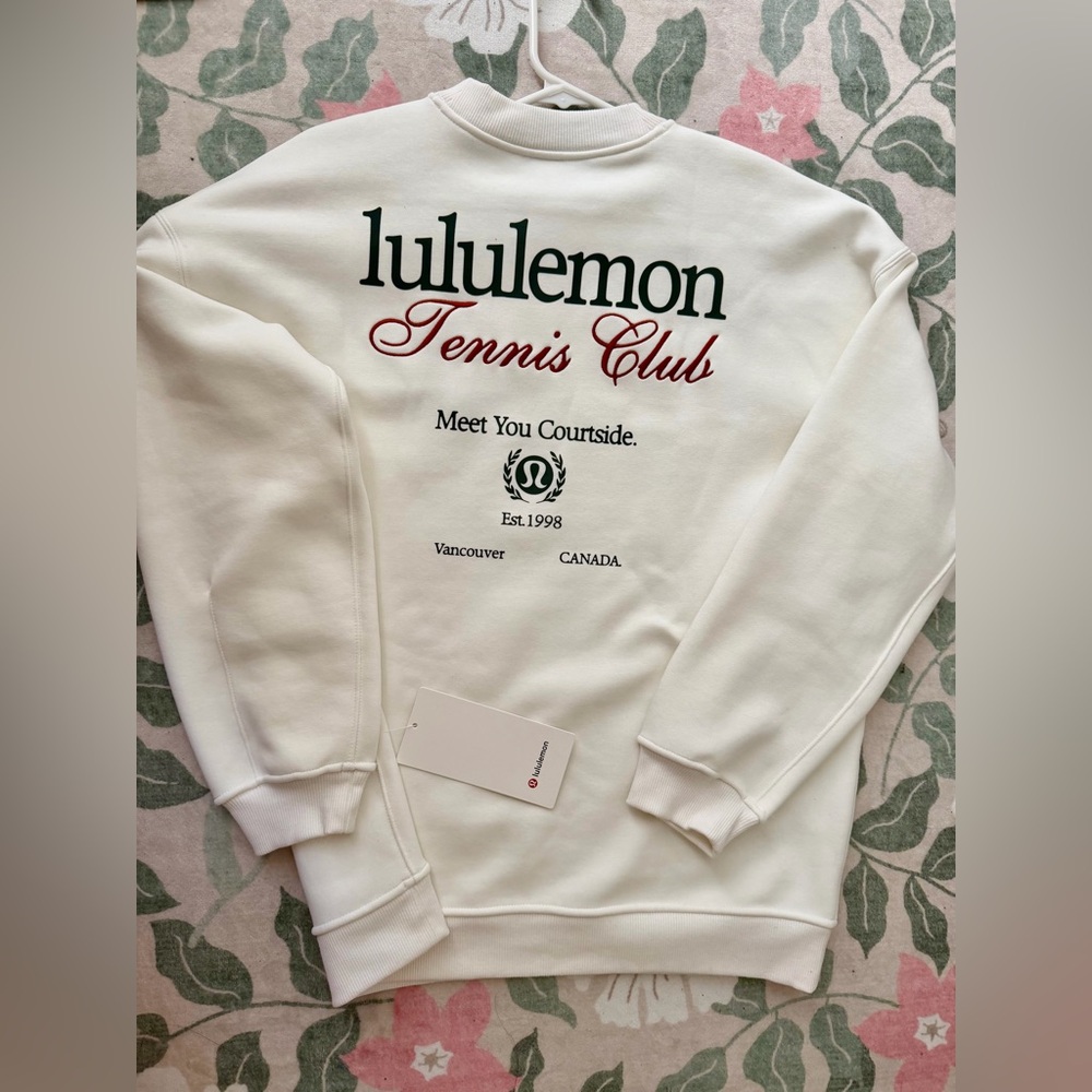 Lemon Cream Crewneck Sweater with Graphic Design- NEW WITH TAG